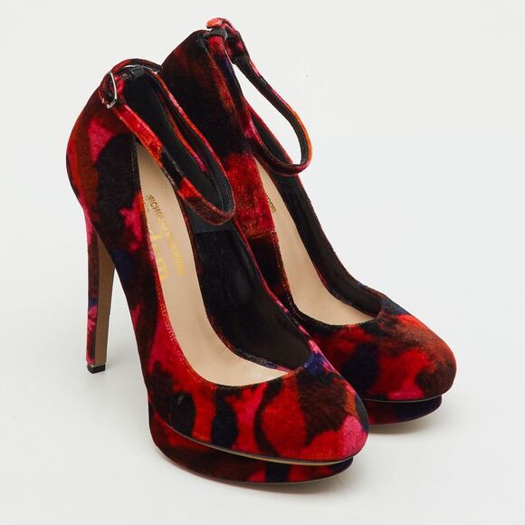 Nicholas Kirkwood X Erdem Multicolor Velvet Ankle Strap Platform Pumps Size 36 - Picture 4 of 7